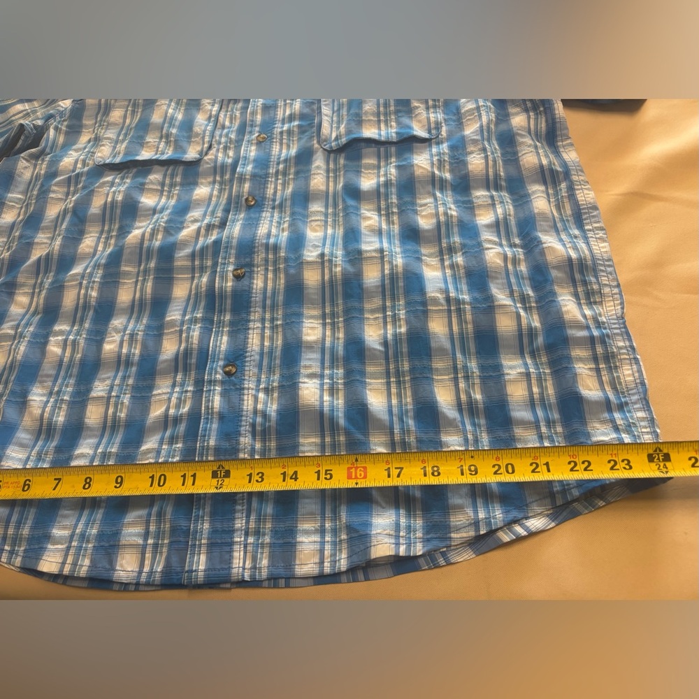 LL Bean Mens Large Shirt Blue Plaid Fast Dry Vented Button Up Fishing Hiking - Picture 9 of 16